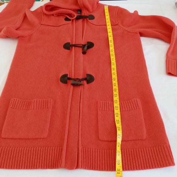 Ralph Lauren Orange Hooded Toggle Front lambswool blend Long Cardigan Size XL - Picture 6 of 7